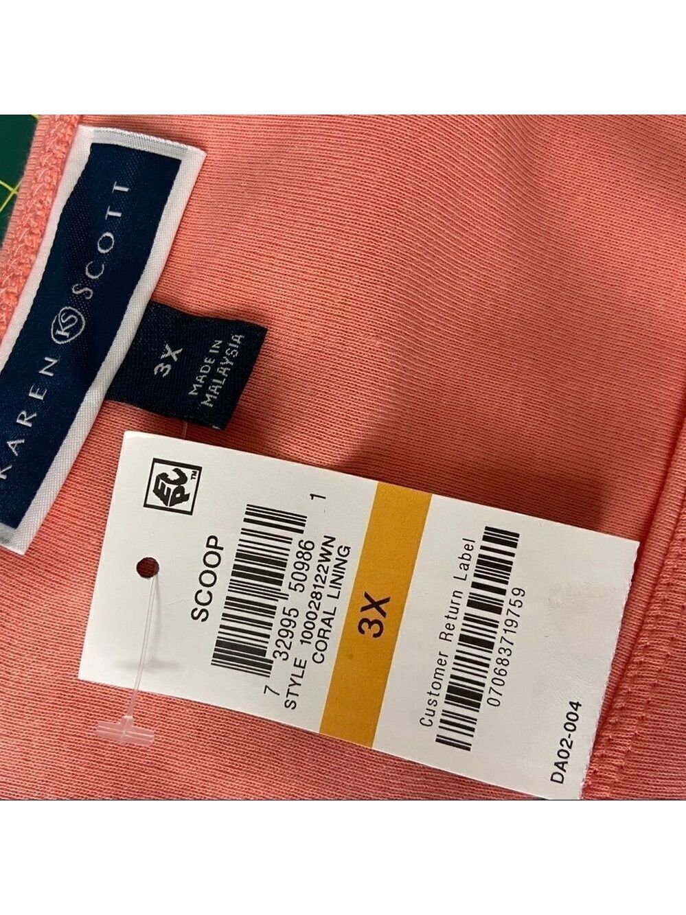 Karen Scott Coral Scoop Neck Tee 3X - Picture 5 of 6
